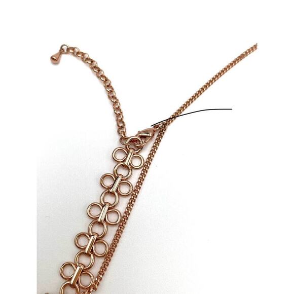 LUV AJ Necklace Rose Gold Tone Asymmetrical Long Two Strands 35”+3” - Picture 5 of 10